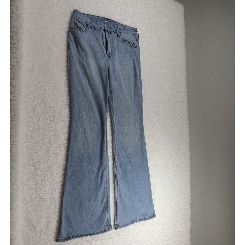 Old Navy Womens High Rise Flare Jeans Size 8 Light Wash Stretch Blue Denim